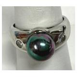 Ross Simons Iridescent Pearl Silver Ring 925