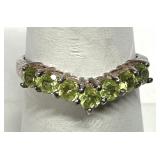 Peridont Stones Prong Set Silver Ring 925 Sz 7