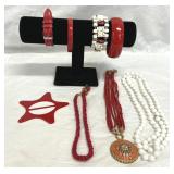 Fashion Jewelry Necklaces, Bracelets Red, White