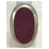 Purple Cabochon Sterling Silver Ring 925 Size 8