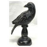 Black Wooden Crow on Pedestal 8 1/2' Tall
