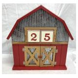 Wood Barn Shaped Christmas Countdown Calendar