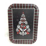 Black & Red Metal Christmas Serving Tray