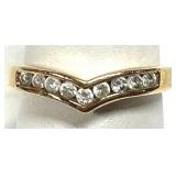 Gold Tone Channel Set CZ 925 Ring Sz 7.5