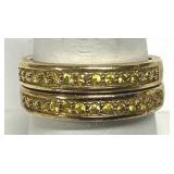 Pair Gold Vermeil Channel Set CZ Band Rings 925