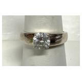 925 Sterling Silver Solitaire Polished CZ Size 8