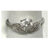 Ling Sterling Silver White CZ Band Ring Size 10.5