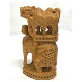 5' Elephant Hand Carved Wood Figurine