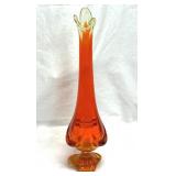 Viking Orange Yellow Swung Glass 16' Vase MCM