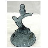 Fenton Blue Glass Owl On Branch Ring Holder