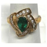 Ross Simons Emerald Green CZ Gold Vermeil Ring Sz7