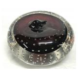 Controlled Bubble Glass Apple Paperweight