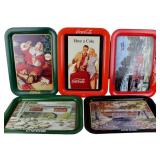 FIVE COCA COLA SERVING TRAYS