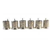 Set of Six Persian Sterling Silver Cup Holders
