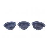 Three Blue Glaze Signed Pottery Bowls
