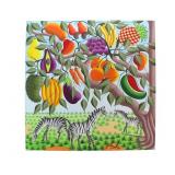 Vibrant Zebras and Fruit Tree Oil Painting