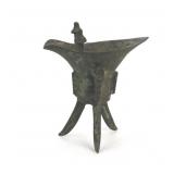 Chinese Bronze Tripod Wine Vessel Jue