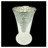 A Frosted Glass Vase W/ Sterling Silver Overlay