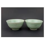 Pair of Chinese Celadon Porcelain Bowls