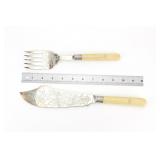 Two Silver Plate Bone Handle Serving Utensils