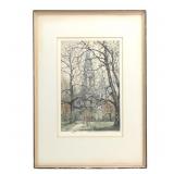 Luigi Kasimir Signed Color Etching,Cathedral View