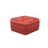 Chinese Cinnabar Hexagonal Box with Peony Motif
