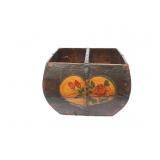 Chinese Wood Bin Basket (Dou) with Floral Design