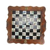 Chinese Ceramic Chessboard in Carved Case