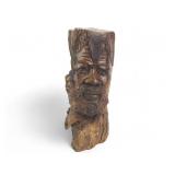 Hand-Carved Wooden Tribal Face Sculpture