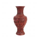 Chinese Cinnabar Lacquer Carved Figural Vase