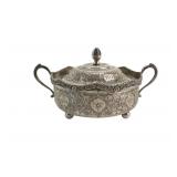 Persian Sterling Silver Covered Bowl with Handles