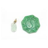 Two Carved Jadeite Pendants