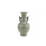 Chinese Celadon Crackle Glaze Vase with Handles