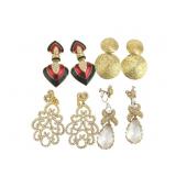 FOUR PAIRS OF COSTUME JEWELEY EARRINGS