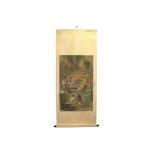 Chinese Scholar Scene Silk Scroll Painting