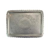 Engraved Persian Silver Plate Rectangular Tray