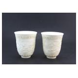 Two Chinese White Porcelain Relief Cups