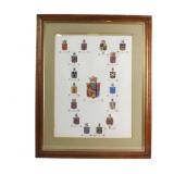 Framed Hand-Painted Heraldic Crests