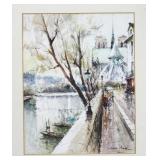 Stephane Wrobel, Street Scene By River,  W/C
