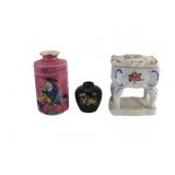 Three Japanese Hand Painted Porcelain Items