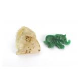 Agate Carving & Jadeite Elephant Pendant