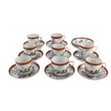 Set of 19 Japanese Mikawachi Tea Cups & Saucers