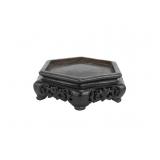 Chinese Hexagon Carved Wood Stand