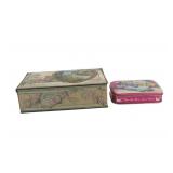 Vintage Floral & Cottage Tin Box Pair