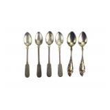 Set of Six Sterling Silver Teaspoons