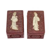 Two Chinese Cinnabar Lacquer Boxes with Bone Inlay