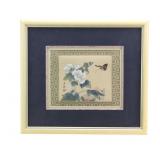 Framed Chinese Watercolor on Silk, Flowers