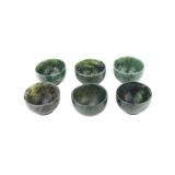 Set of Six Chinese Spinach Jade Cups