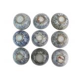 Nine Chinese Blue & White Porcelain Bowls