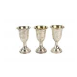 Set of 3 Silver 800 Pedestal Cups